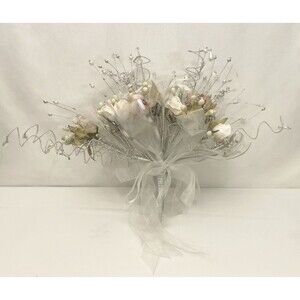 Beautiful Bride Wedding Floral Bouquet Groom Boutonniere White Pink Silver